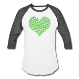 Shamrock Heart Baseball T-Shirt - white/charcoal