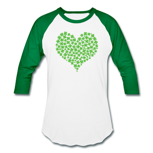 Shamrock Heart Baseball T-Shirt - white/kelly green