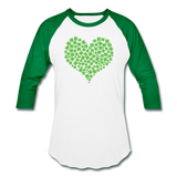 Shamrock Heart Baseball T-Shirt - white/kelly green