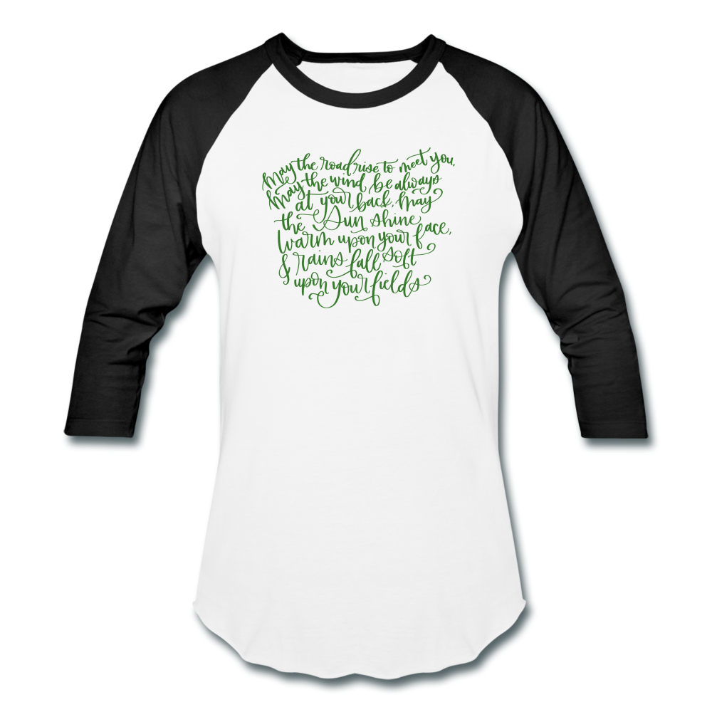 Irish Blessing May the Road Rise to Meet You Baseball T-Shirt - white/black
