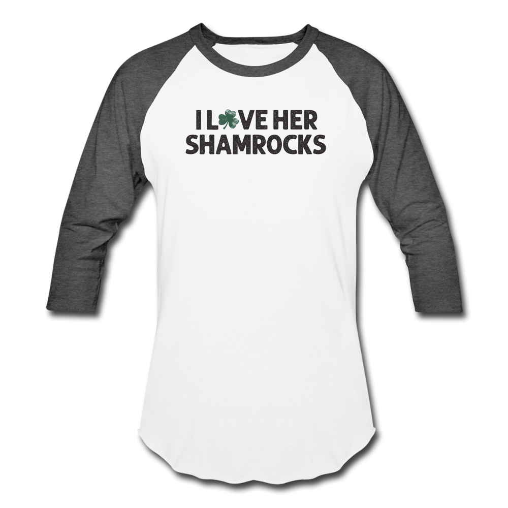 I Love Her Shamrocks Baseball T-Shirt - white/charcoal