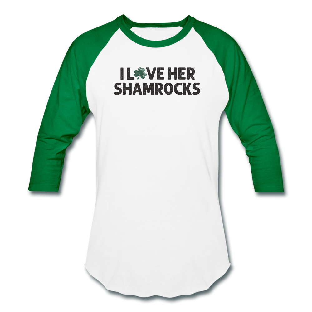 I Love Her Shamrocks Baseball T-Shirt - white/kelly green
