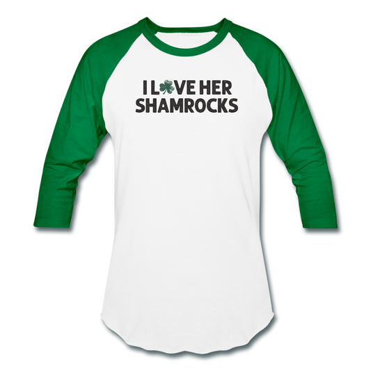 I Love Her Shamrocks Baseball T-Shirt - white/kelly green