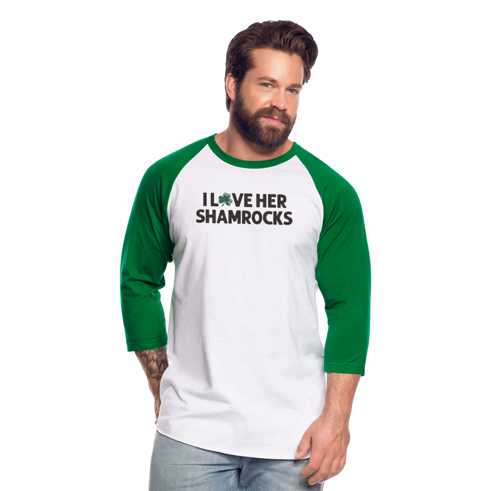 I Love Her Shamrocks Baseball T-Shirt - white/kelly green