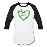 Flamingo Shamrock St. Patrick's Day Baseball T-Shirt - white/black
