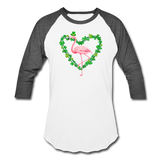 Flamingo Shamrock St. Patrick's Day Baseball T-Shirt - white/charcoal