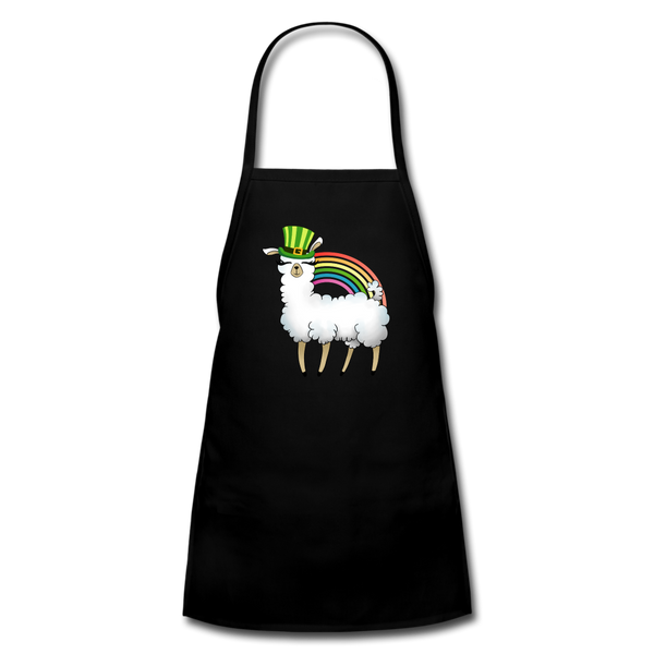 Lucky Llama St. Patrick's Day Kids' Apron - black