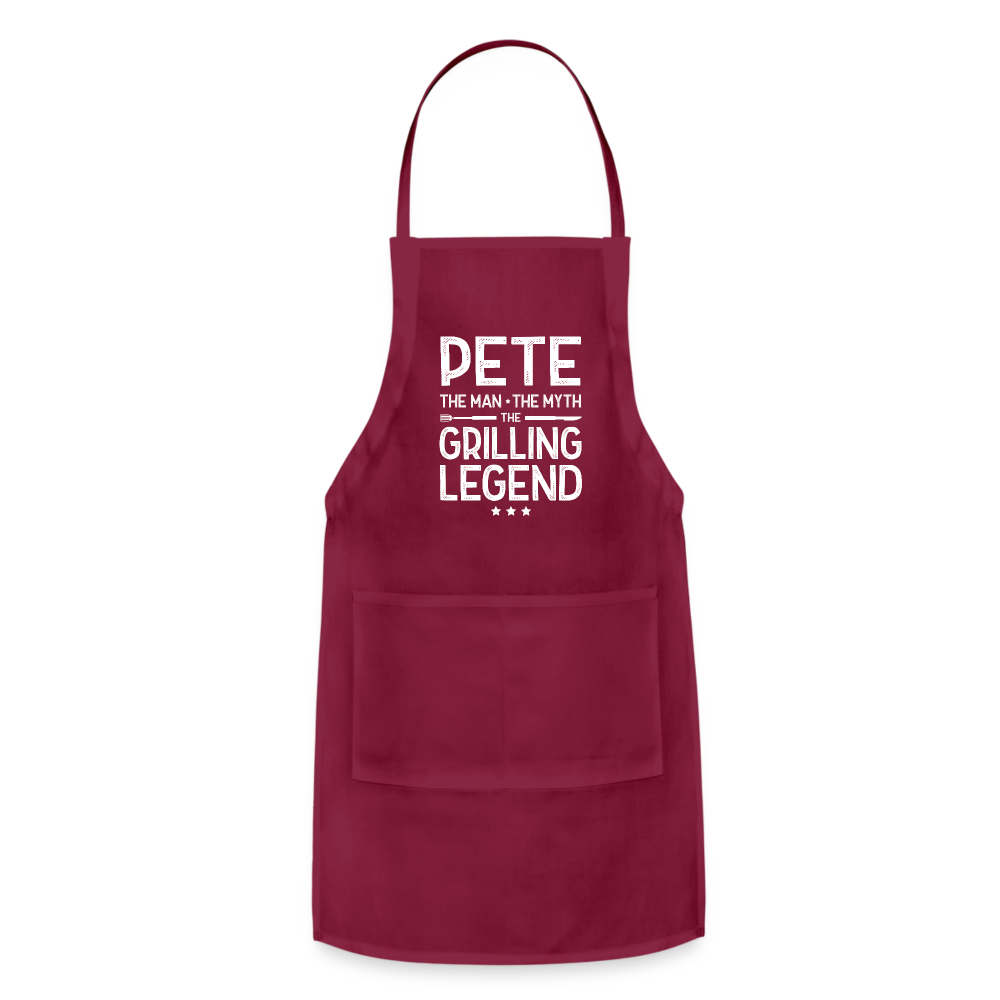 Pete the Man the Myth the Grilling Legend Adjustable Apron - burgundy