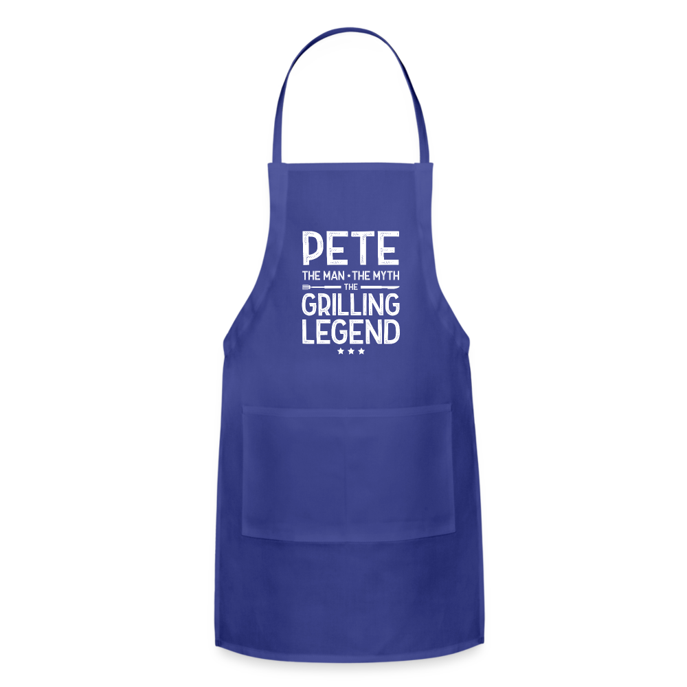 Pete the Man the Myth the Grilling Legend Adjustable Apron - royal blue
