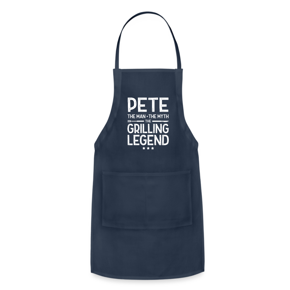 Pete the Man the Myth the Grilling Legend Adjustable Apron - navy