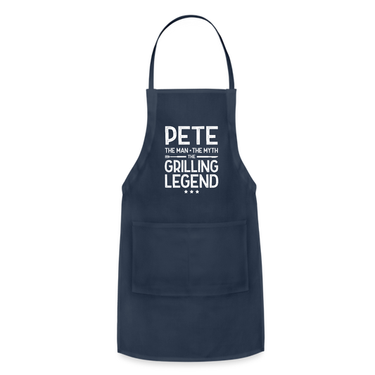 Pete the Man the Myth the Grilling Legend Adjustable Apron - navy