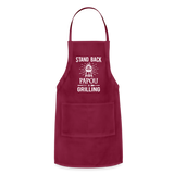 Stand Back Papou Is Grilling Adjustable Apron - burgundy