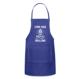 Stand Back Papou Is Grilling Adjustable Apron - royal blue