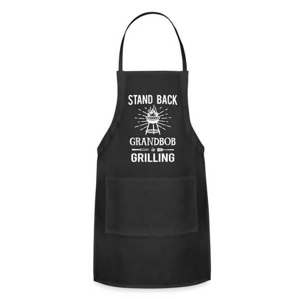 Stand Back Grandbob Is Grilling Adjustable Apron - black