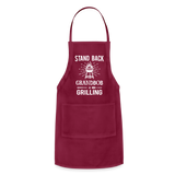 Stand Back Grandbob Is Grilling Adjustable Apron - burgundy