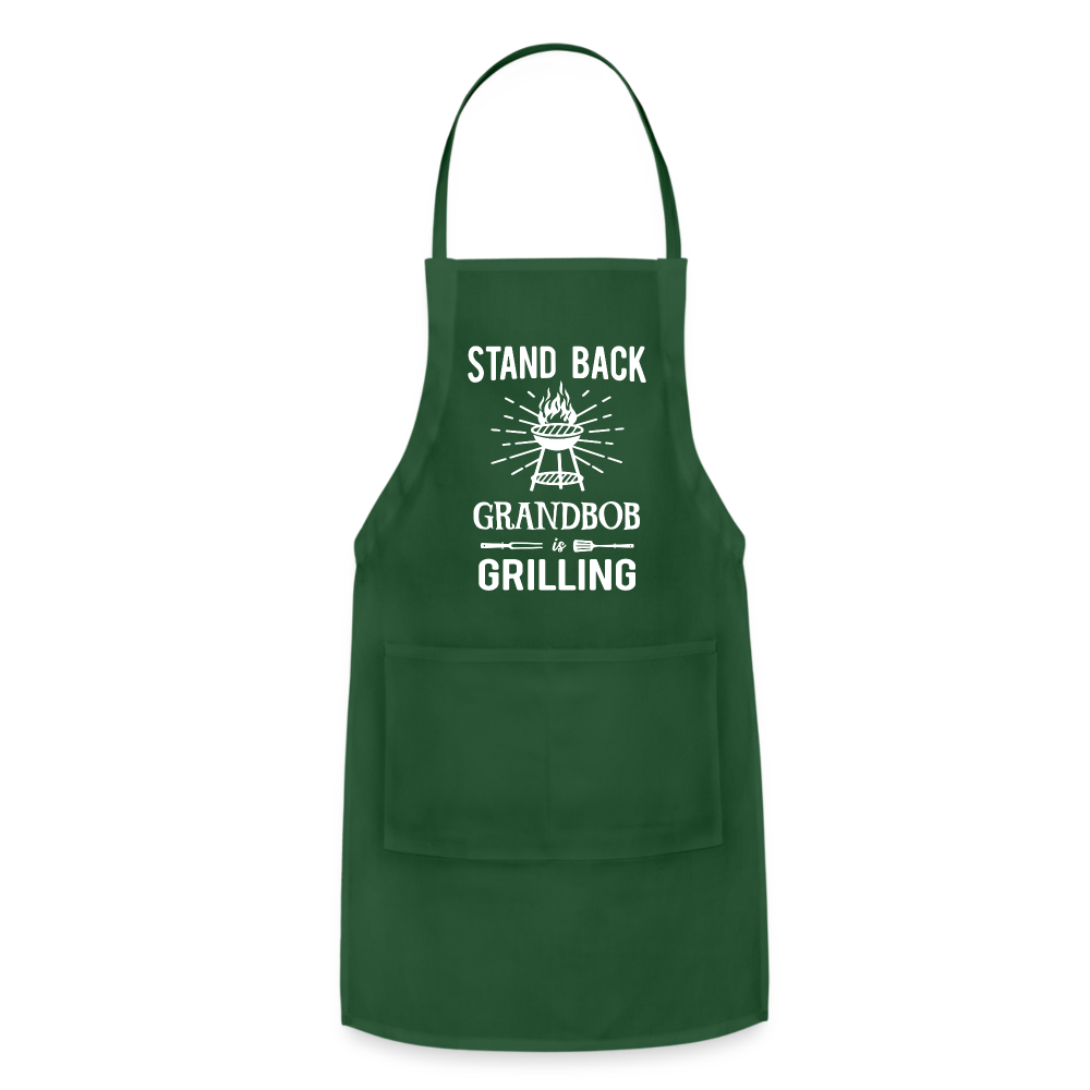 Stand Back Grandbob Is Grilling Adjustable Apron - forest green
