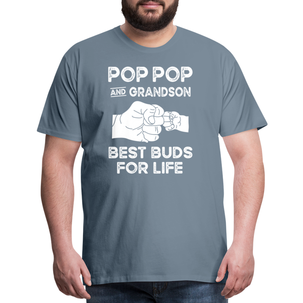 Pop Pop and Grandson Best Buds for Life Men's Premium T-Shirt - steel blue