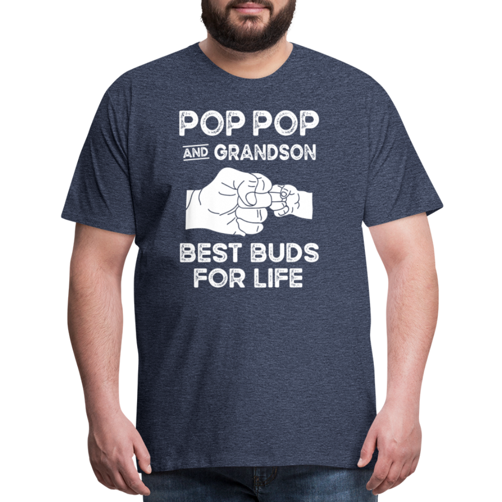 Pop Pop and Grandson Best Buds for Life Men's Premium T-Shirt - heather blue
