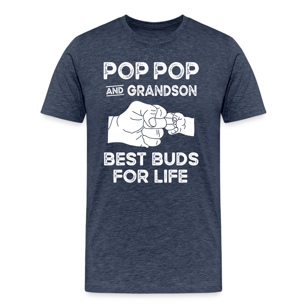 Pop Pop and Grandson Best Buds for Life Men's Premium T-Shirt - heather blue
