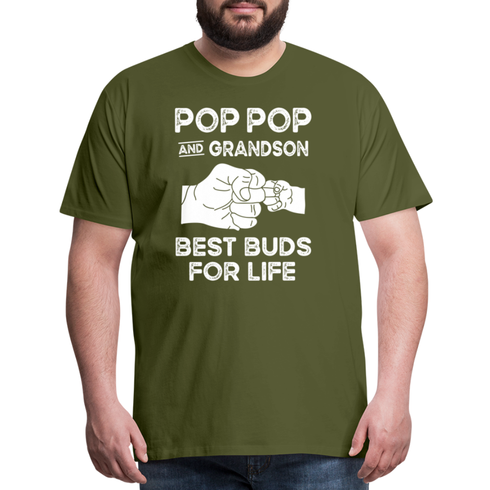 Pop Pop and Grandson Best Buds for Life Men's Premium T-Shirt - olive green