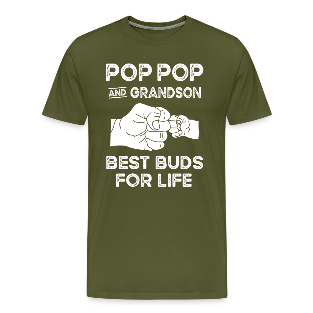 Pop Pop and Grandson Best Buds for Life Men's Premium T-Shirt - olive green
