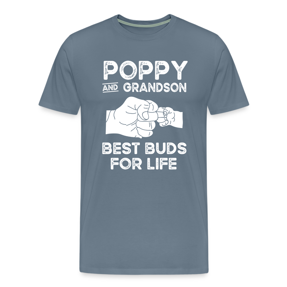 Poppy and Grandson Best Buds for Life Men's Premium T-Shirt - steel blue