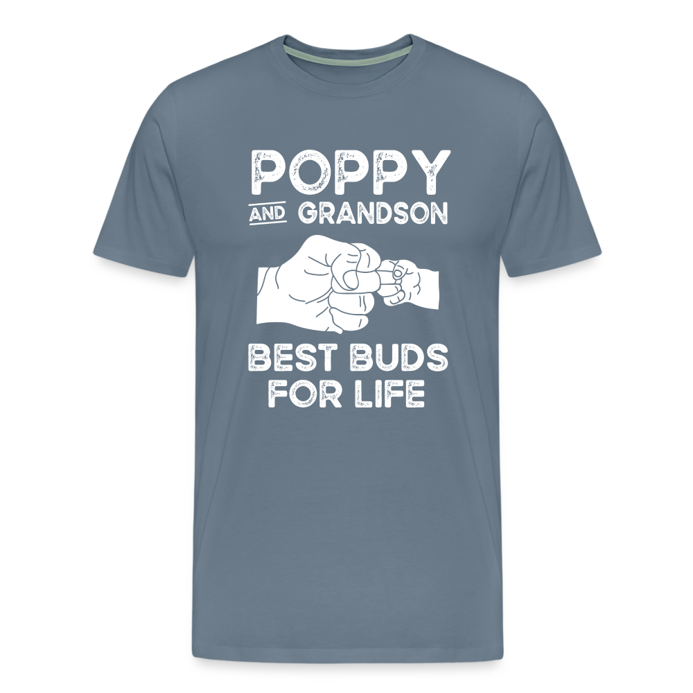Poppy and Grandson Best Buds for Life Men's Premium T-Shirt - steel blue