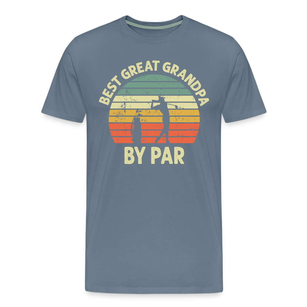 Best Great Grandpa By Par Men's Premium T-Shirt - steel blue