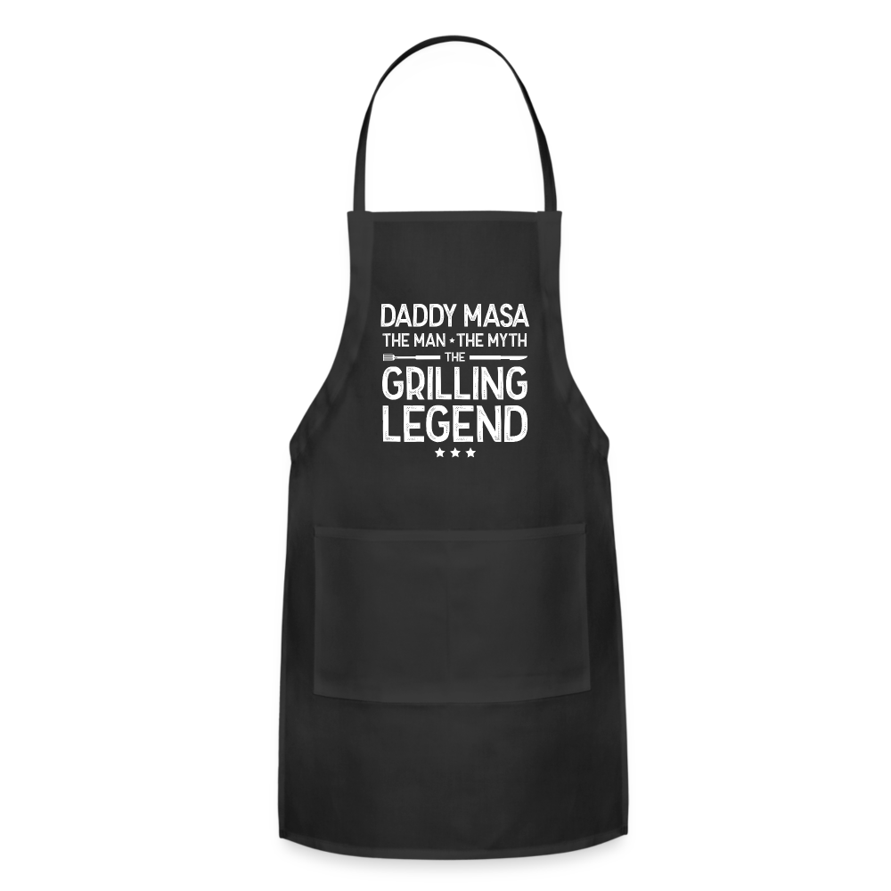 Daddy Masa the Man the Myth the Legend Adjustable Apron - black