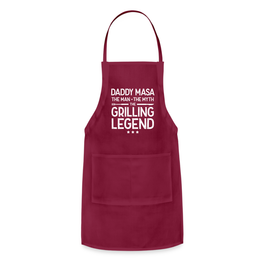Daddy Masa the Man the Myth the Legend Adjustable Apron - burgundy