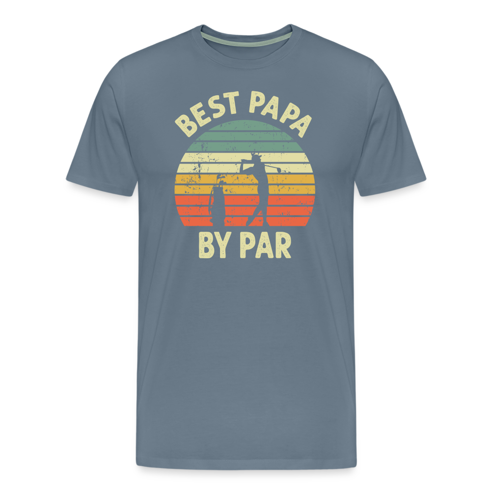 Best Papa By Par Men's Premium T-Shirt - steel blue