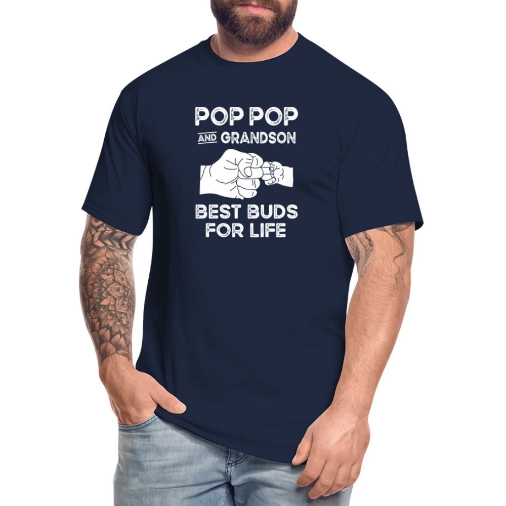 Pop Pop and Grandson Best Buds for Life Men's Tall T-Shirt - navy