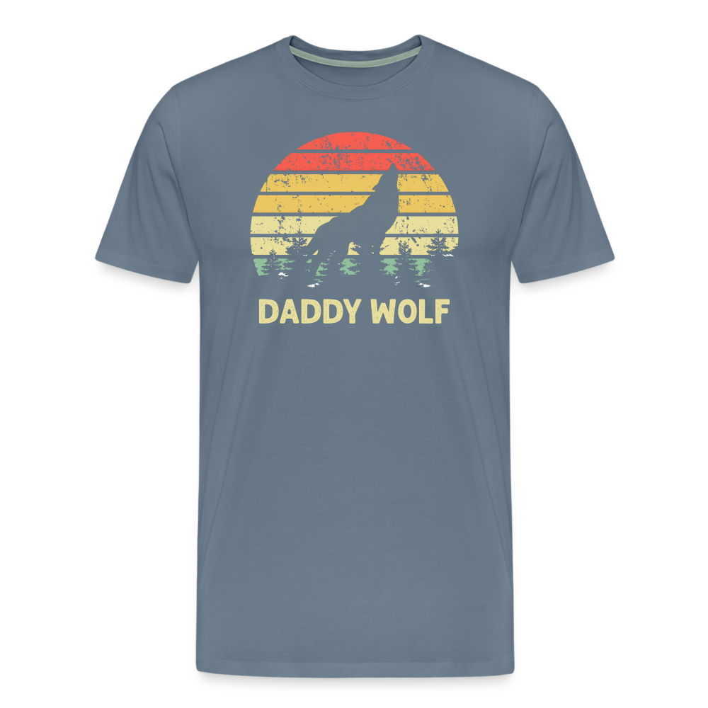 Daddy Wolf Men's Premium T-Shirt - steel blue
