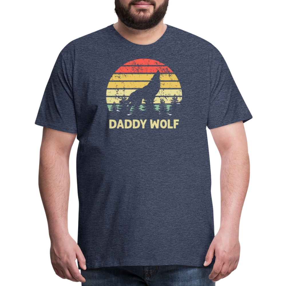 Daddy Wolf Men's Premium T-Shirt - heather blue