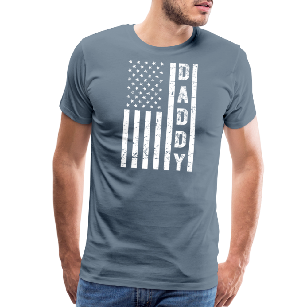 Daddy American Flag Men's Premium T-Shirt - steel blue