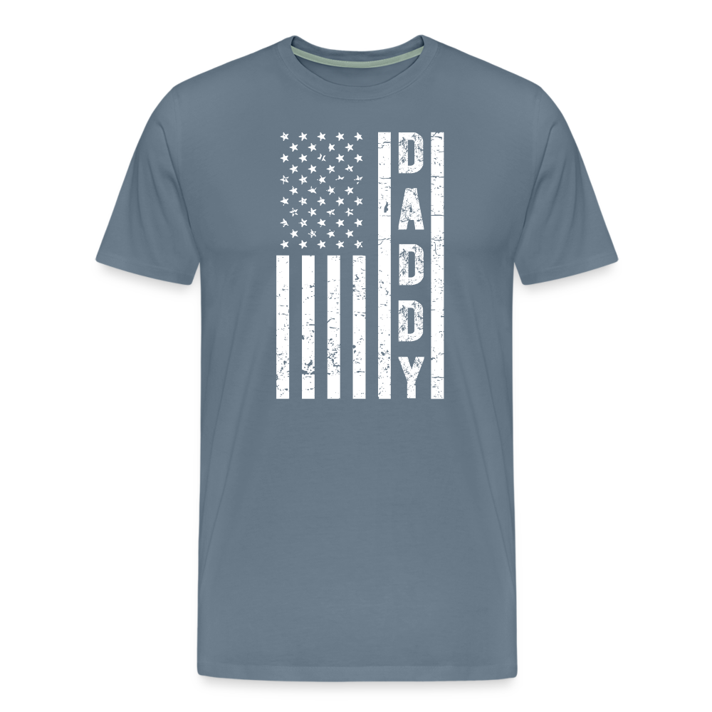 Daddy American Flag Men's Premium T-Shirt - steel blue