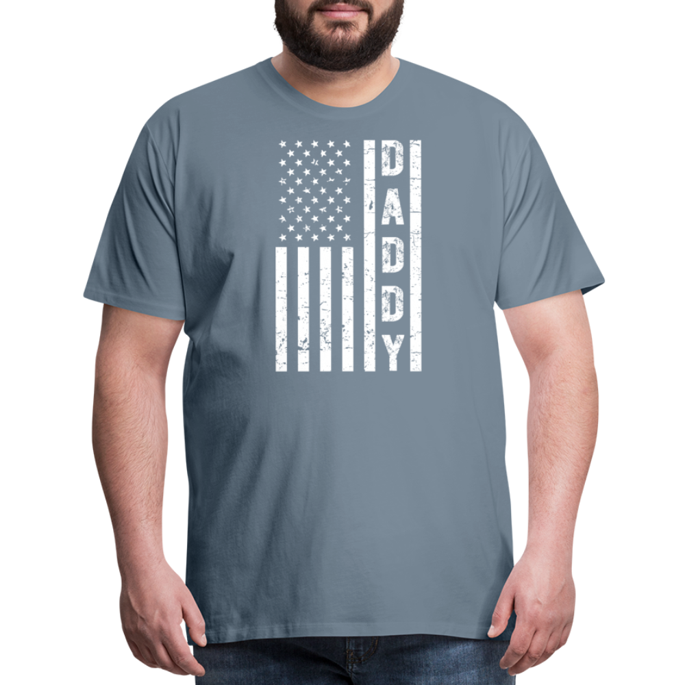 Daddy American Flag Men's Premium T-Shirt - steel blue