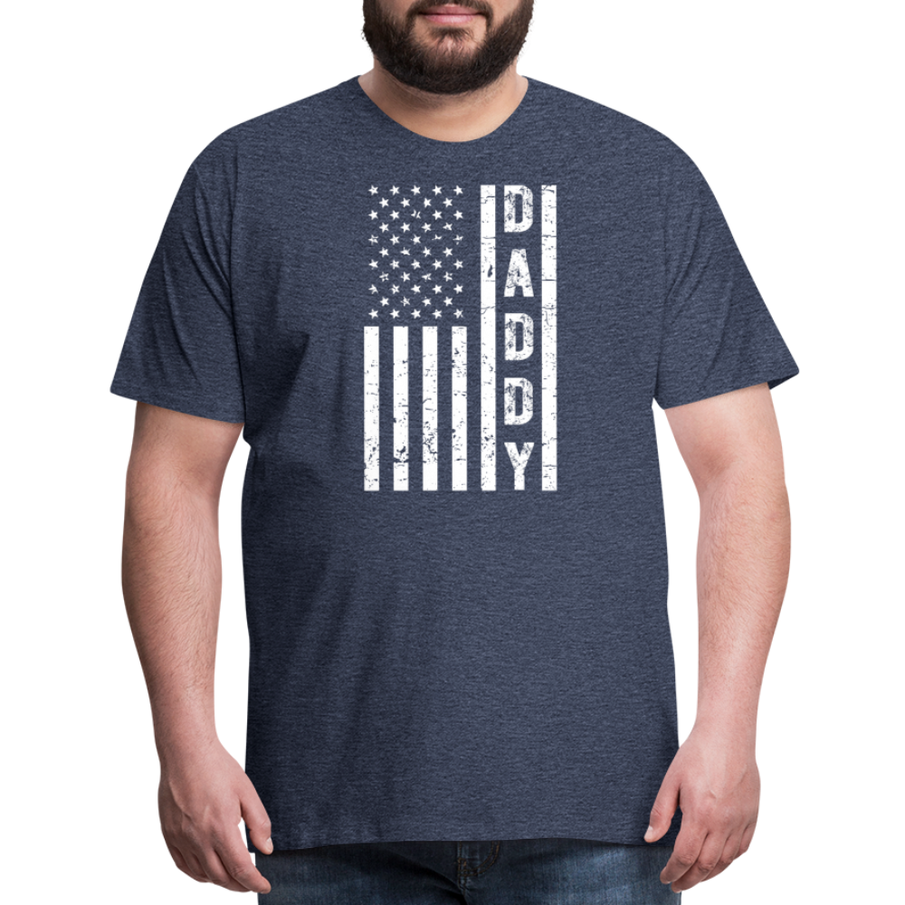 Daddy American Flag Men's Premium T-Shirt - heather blue