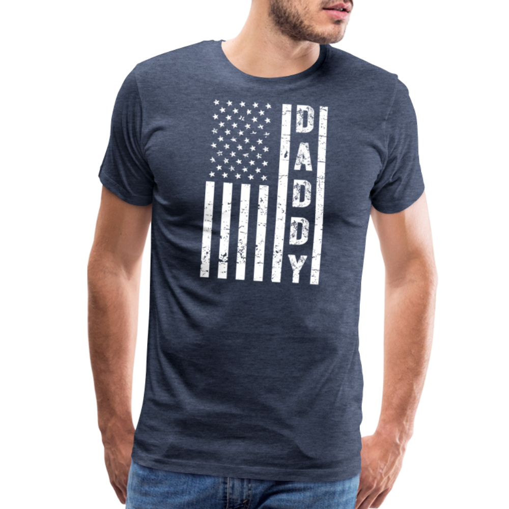 Daddy American Flag Men's Premium T-Shirt - heather blue