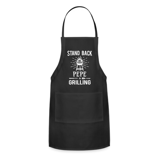 Stand Back Pepe Is Grilling Adjustable Apron - black