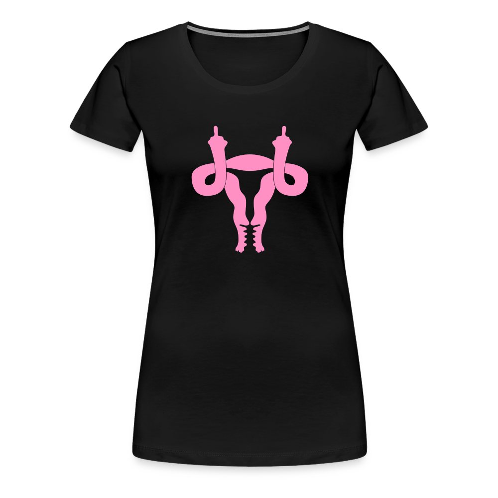 Uterus Middle Finger Women’s Premium T-Shirt - black