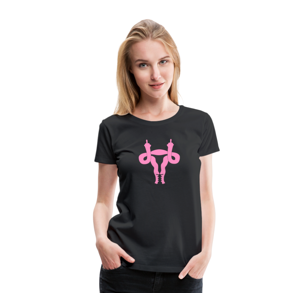 Uterus Middle Finger Women’s Premium T-Shirt - black