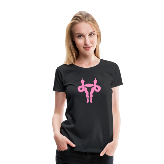 Uterus Middle Finger Women’s Premium T-Shirt - black