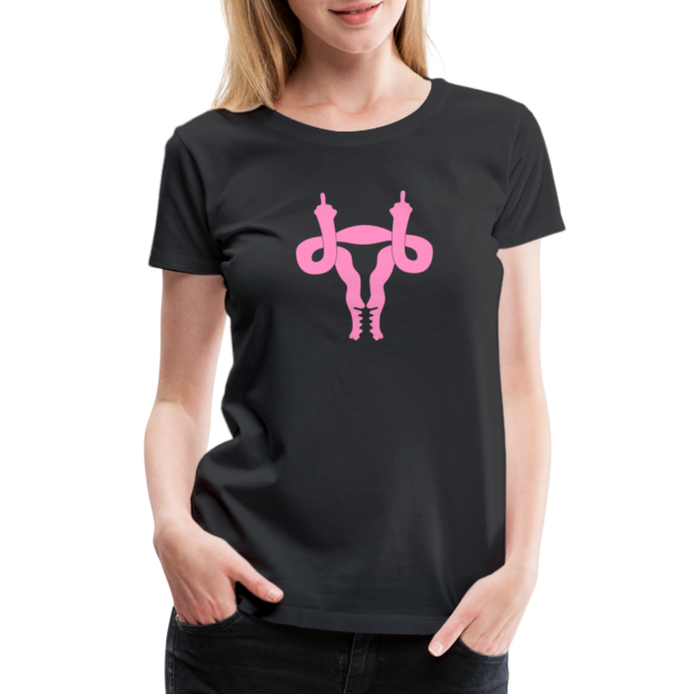 Uterus Middle Finger Women’s Premium T-Shirt - black