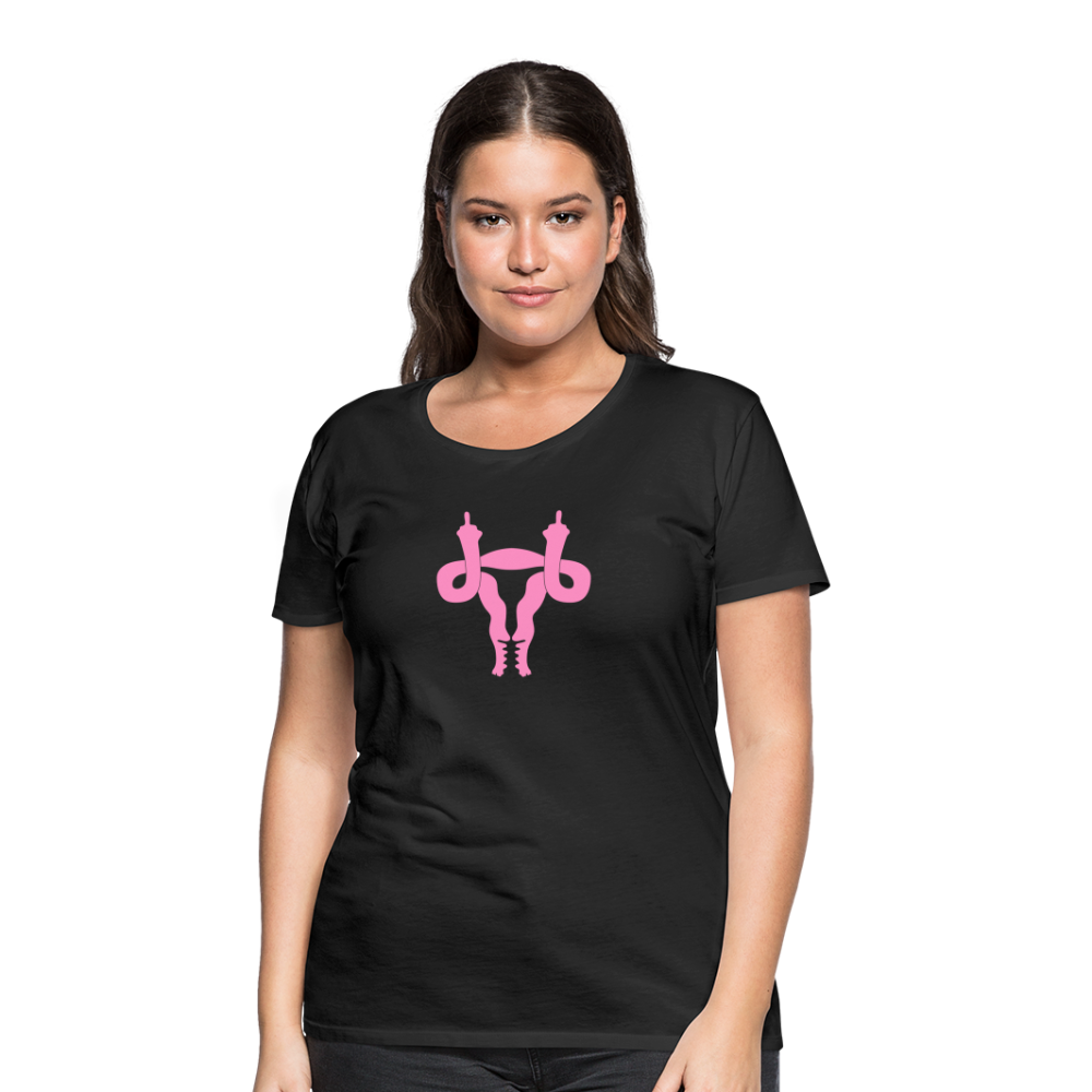 Uterus Middle Finger Women’s Premium T-Shirt - black