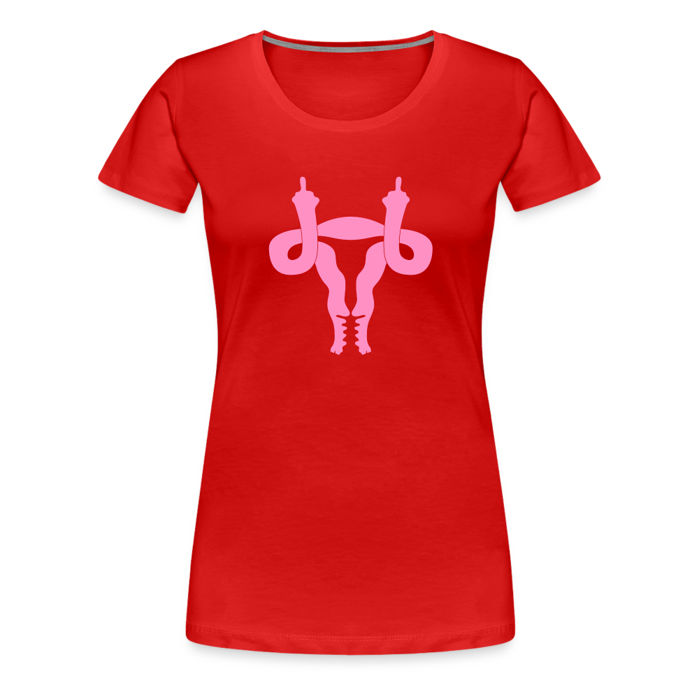 Uterus Middle Finger Women’s Premium T-Shirt - red