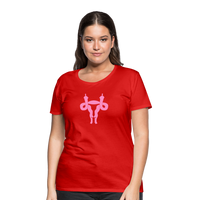 Uterus Middle Finger Women’s Premium T-Shirt - red
