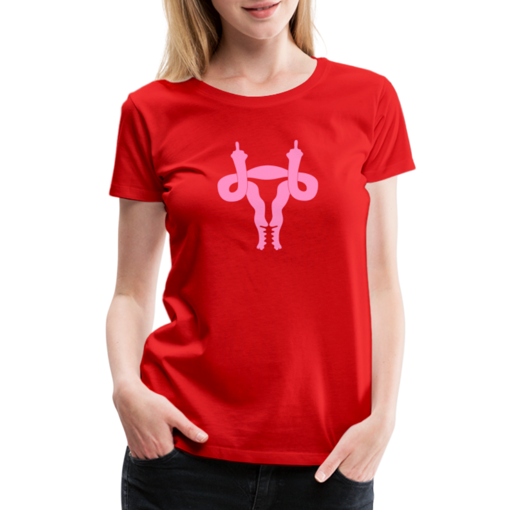 Uterus Middle Finger Women’s Premium T-Shirt - red