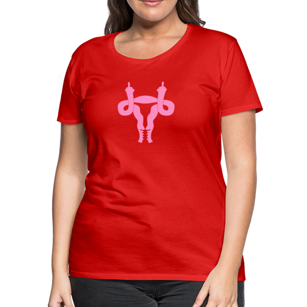 Uterus Middle Finger Women’s Premium T-Shirt - red