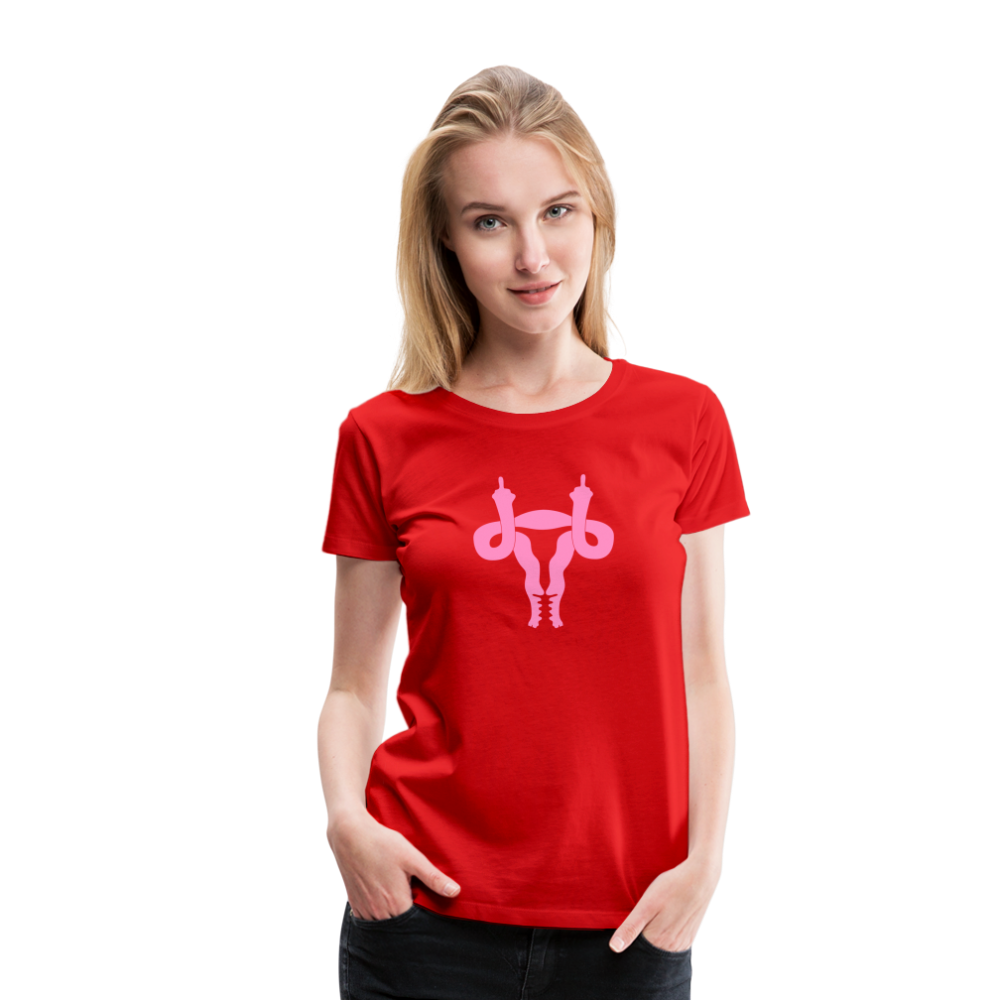 Uterus Middle Finger Women’s Premium T-Shirt - red